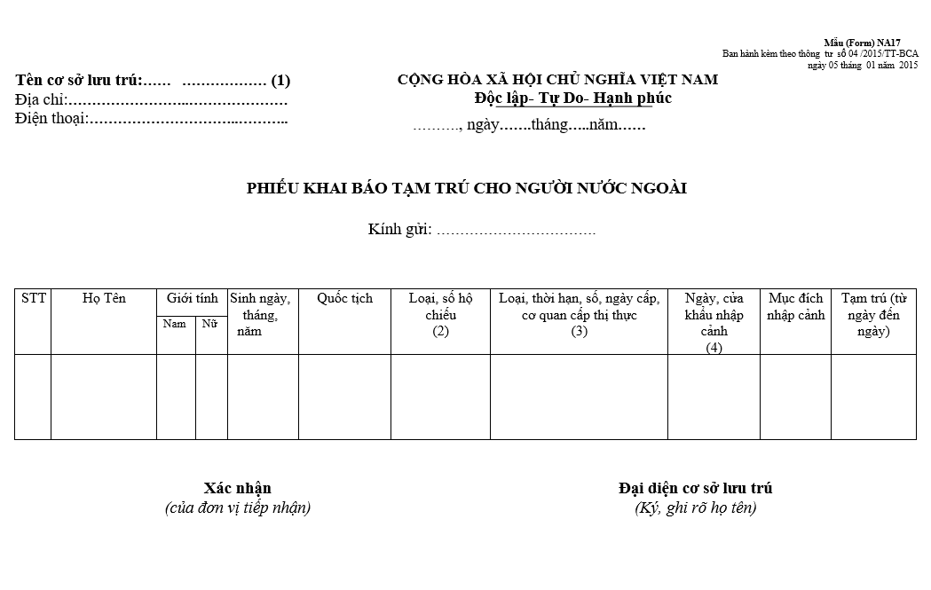 Form NA17